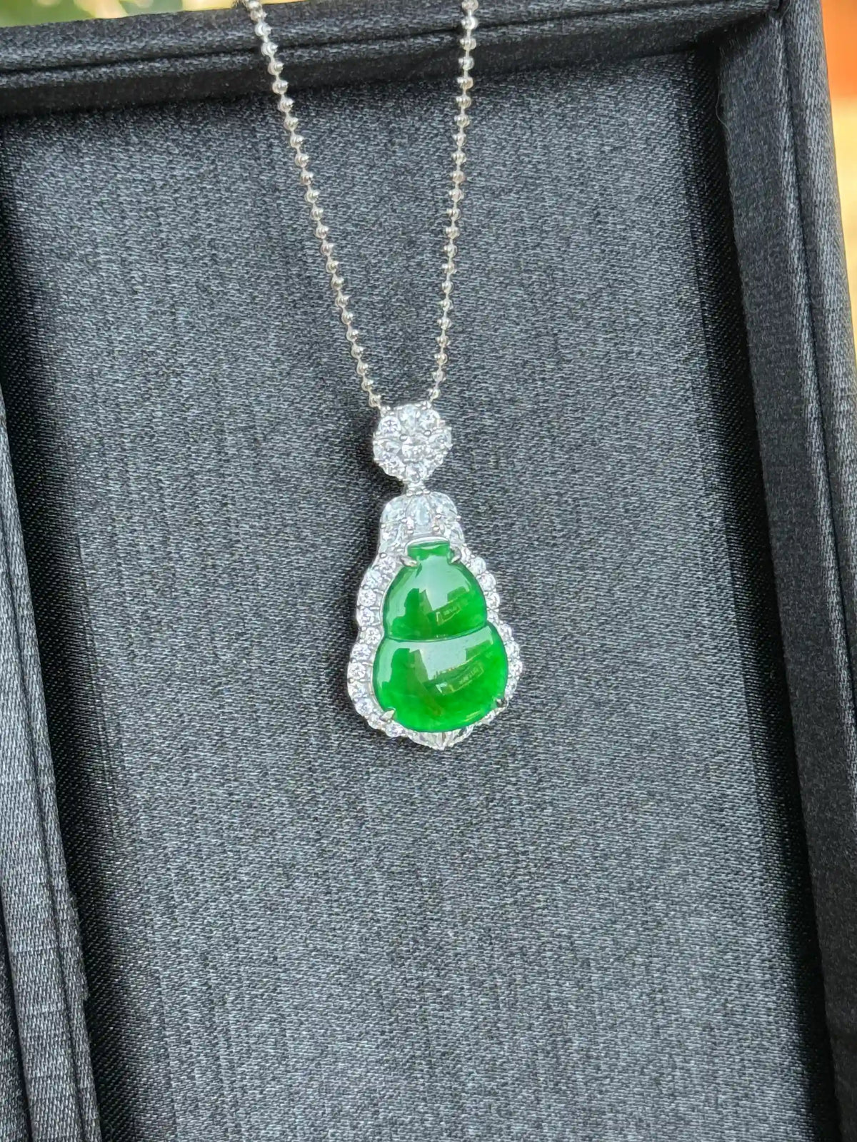 Fortune Calabash — Grand Vivid Green Jadeite Pendant
