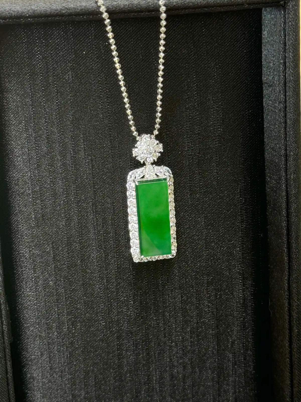 Exceptional Peace Plain Plaque- Serene Green Jadeite Pendant (S925 Silver)